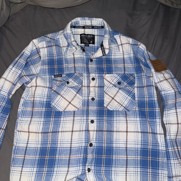 Blue and White Plaid Men's Casual Shirt - Picture 1 of 5